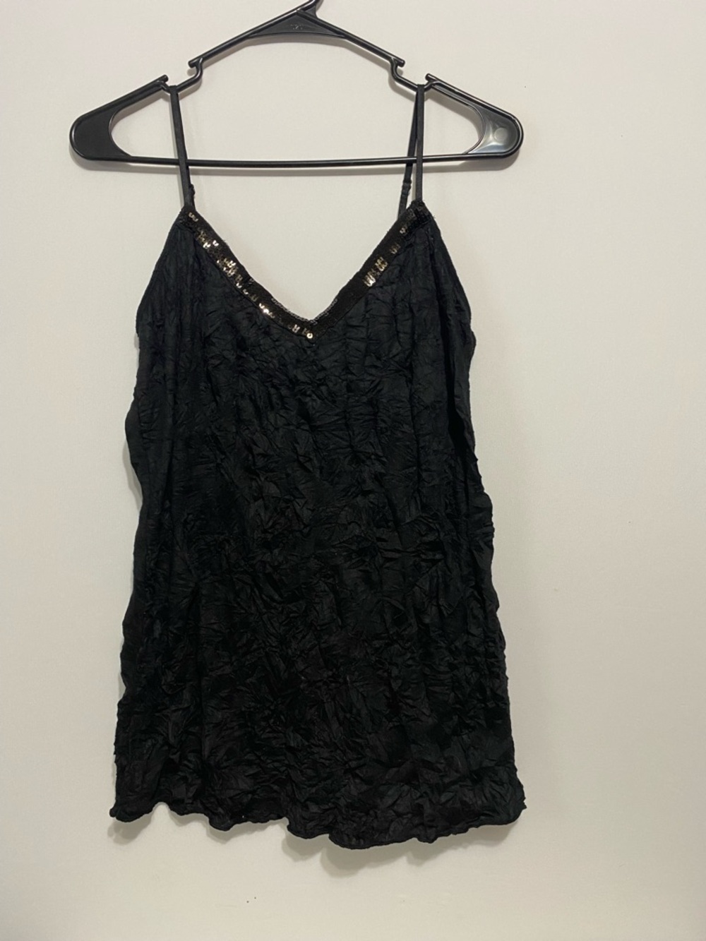 Vintage Y2k early 2000s Weavers black fairy sequined camisole tank top large